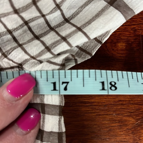 Womens Brown & White Plaid Dress Pullover Smocking Lined Tier Ruffles No Tags - Picture 12 of 14